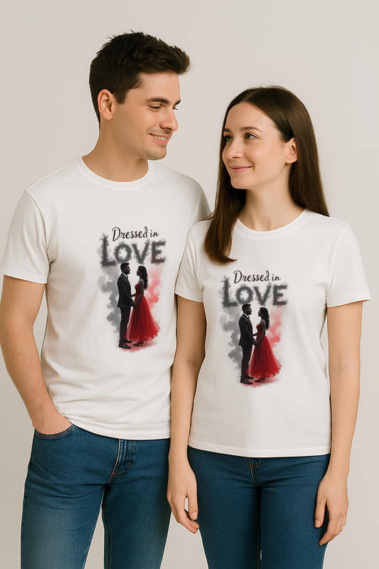     			BINAYAK Cotton Round Neck Regular Fit Couple T-Shirt ( White )