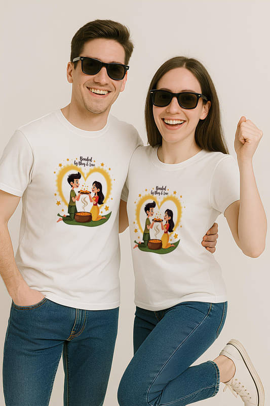 BINAYAK Cotton Round Neck Regular Fit Couple T-Shirt ( White ) BINAYAK Cotton Round Neck Regular Fit Couple T-Shirt ( White )