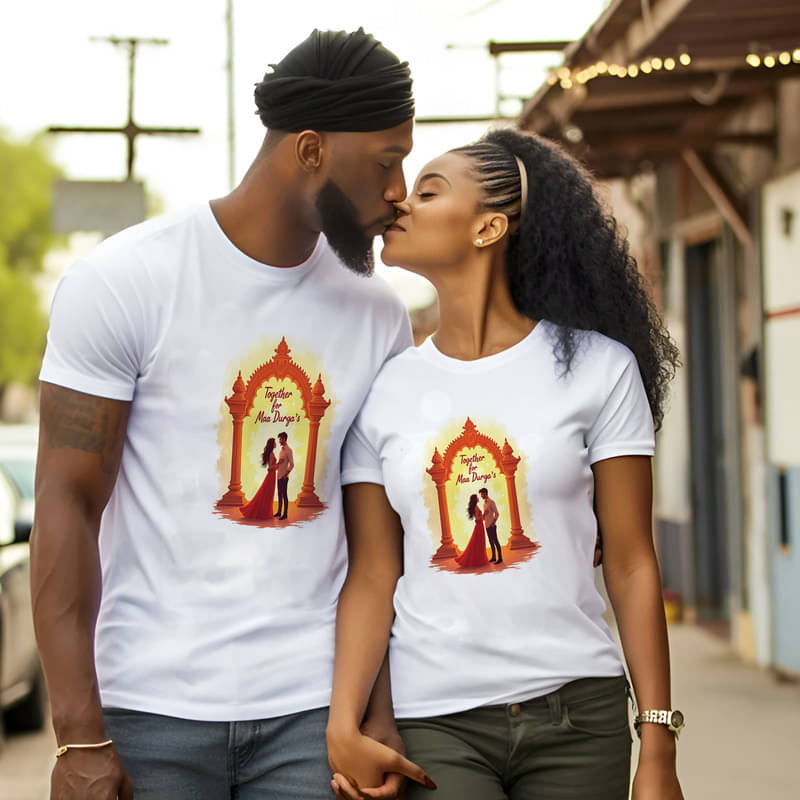     			BINAYAK Cotton Round Neck Regular Fit Couple T-Shirt ( White )