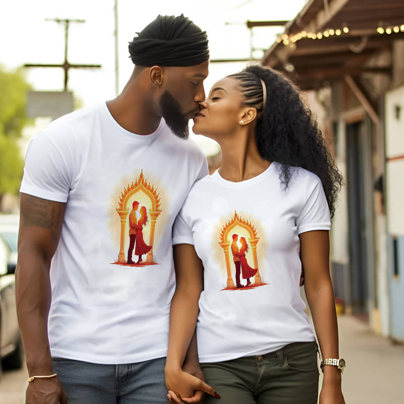     			BINAYAK Cotton Round Neck Regular Fit Couple T-Shirt ( White )