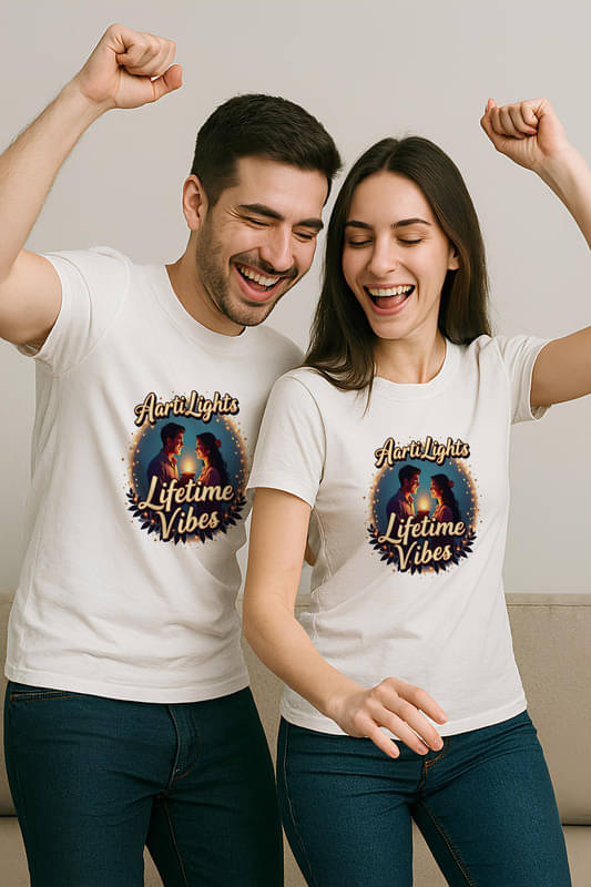     			BINAYAK Cotton Round Neck Regular Fit Couple T-Shirt ( White )