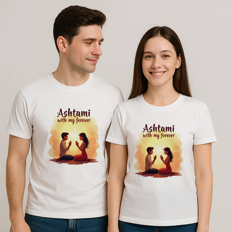 BINAYAK Cotton Round Neck Regular Fit Couple T-Shirt ( White ) BINAYAK Cotton Round Neck Regular Fit Couple T-Shirt ( White )