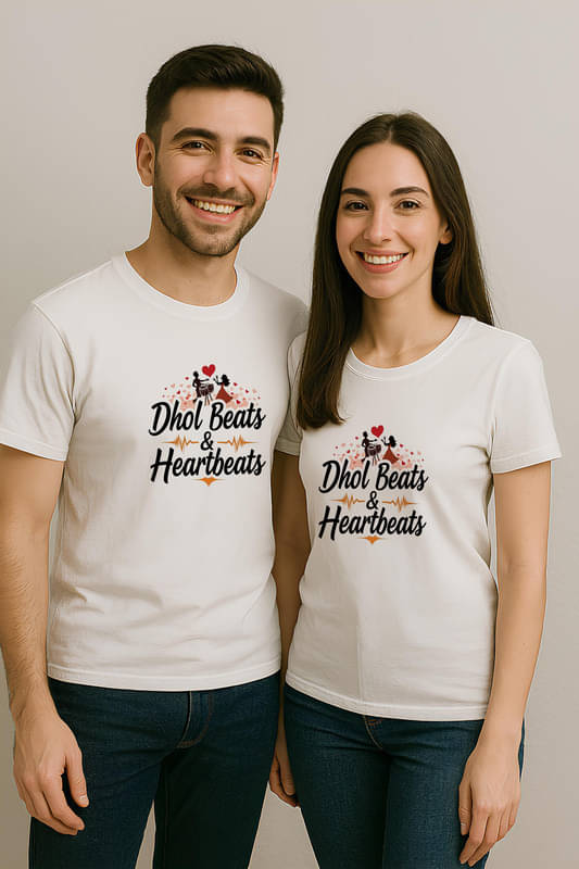     			BINAYAK Cotton Round Neck Regular Fit Couple T-Shirt ( White )