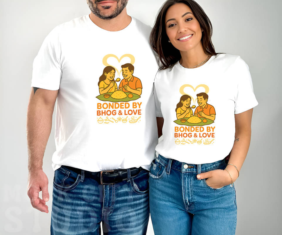     			BINAYAK Cotton Round Neck Regular Fit Couple T-Shirt ( White )