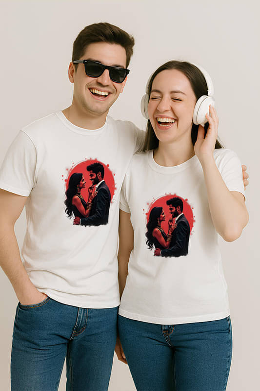     			BINAYAK Cotton Round Neck Regular Fit Couple T-Shirt ( White )