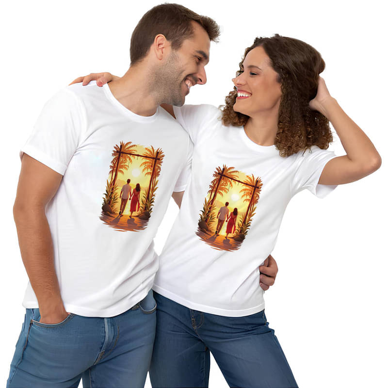     			BINAYAK Cotton Round Neck Regular Fit Couple T-Shirt ( White )