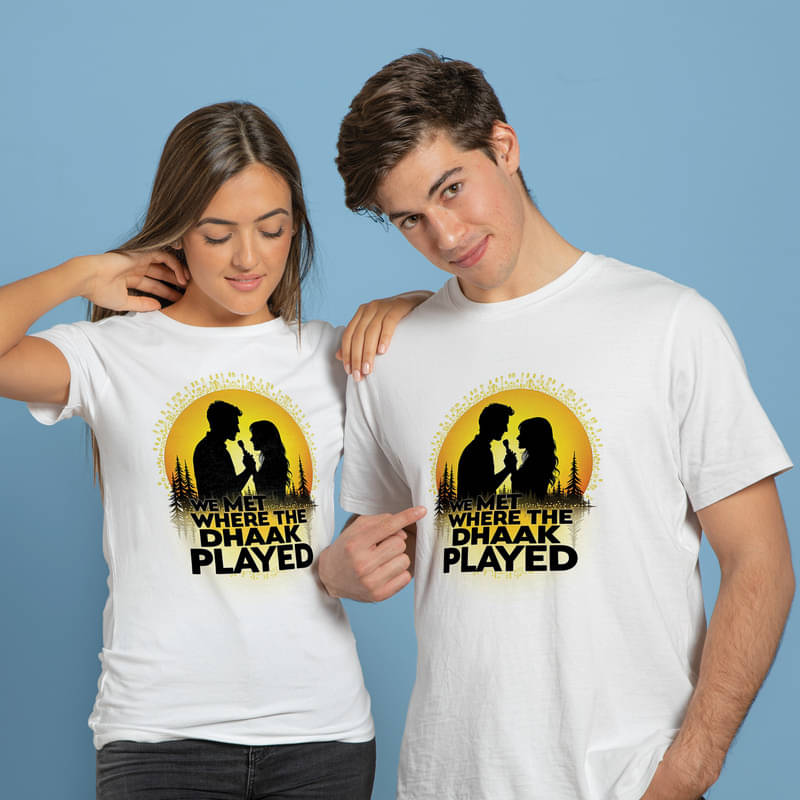     			BINAYAK Cotton Round Neck Regular Fit Couple T-Shirt ( White )