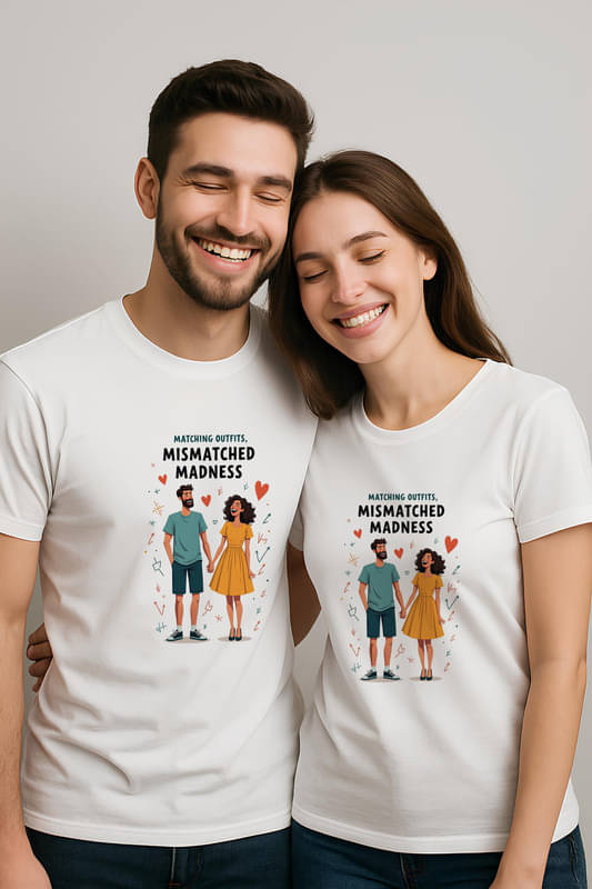 BINAYAK Cotton Round Neck Regular Fit Couple T-Shirt ( White ) BINAYAK Cotton Round Neck Regular Fit Couple T-Shirt ( White )