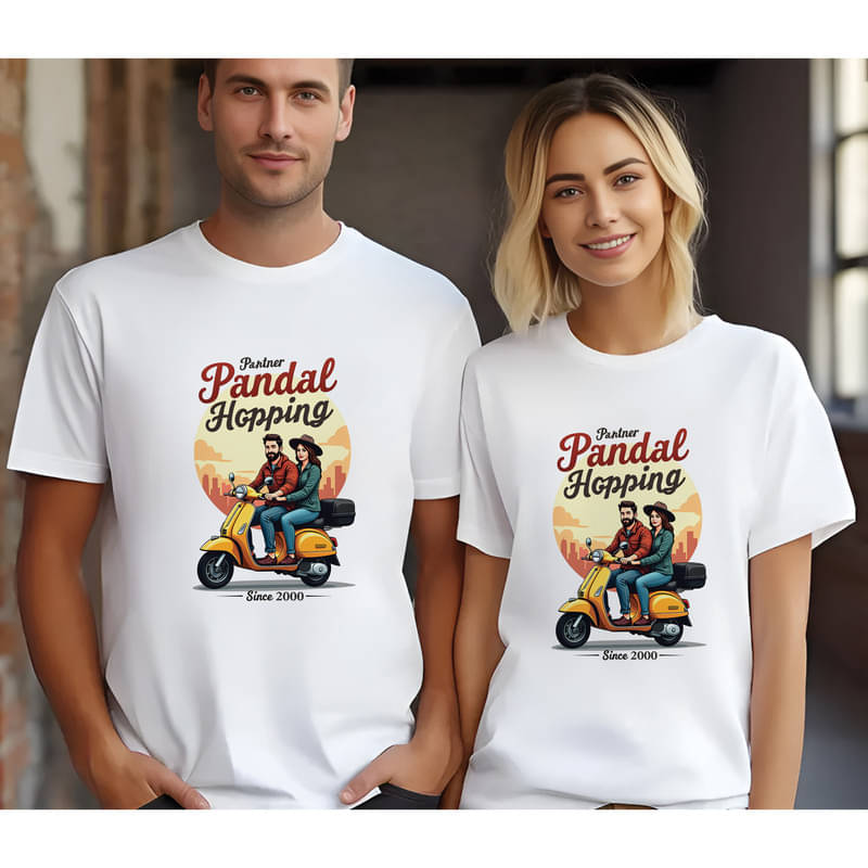     			BINAYAK Cotton Round Neck Regular Fit Couple T-Shirt ( White )