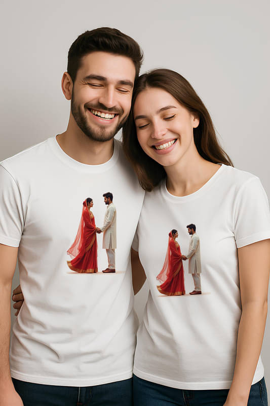BINAYAK Cotton Round Neck Regular Fit Couple T-Shirt ( White ) BINAYAK Cotton Round Neck Regular Fit Couple T-Shirt ( White )