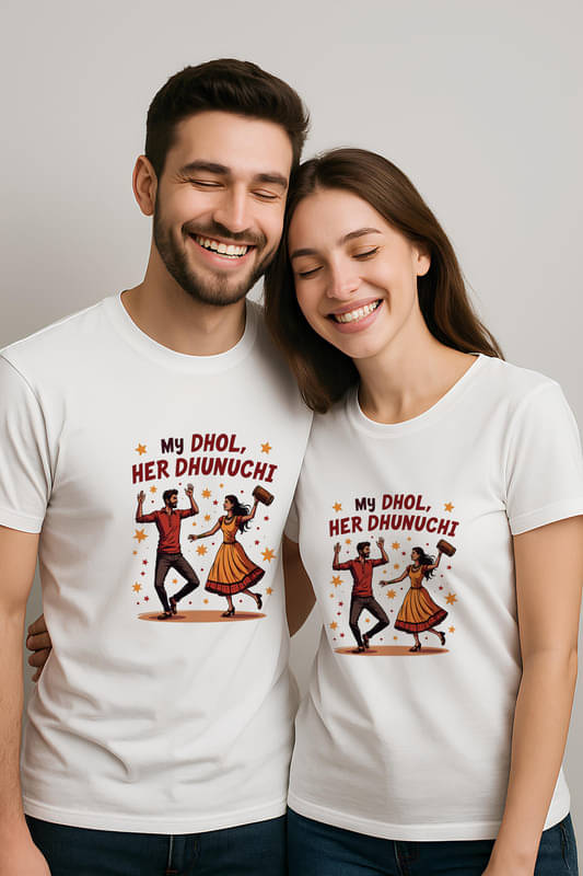     			BINAYAK Cotton Round Neck Regular Fit Couple T-Shirt ( White )