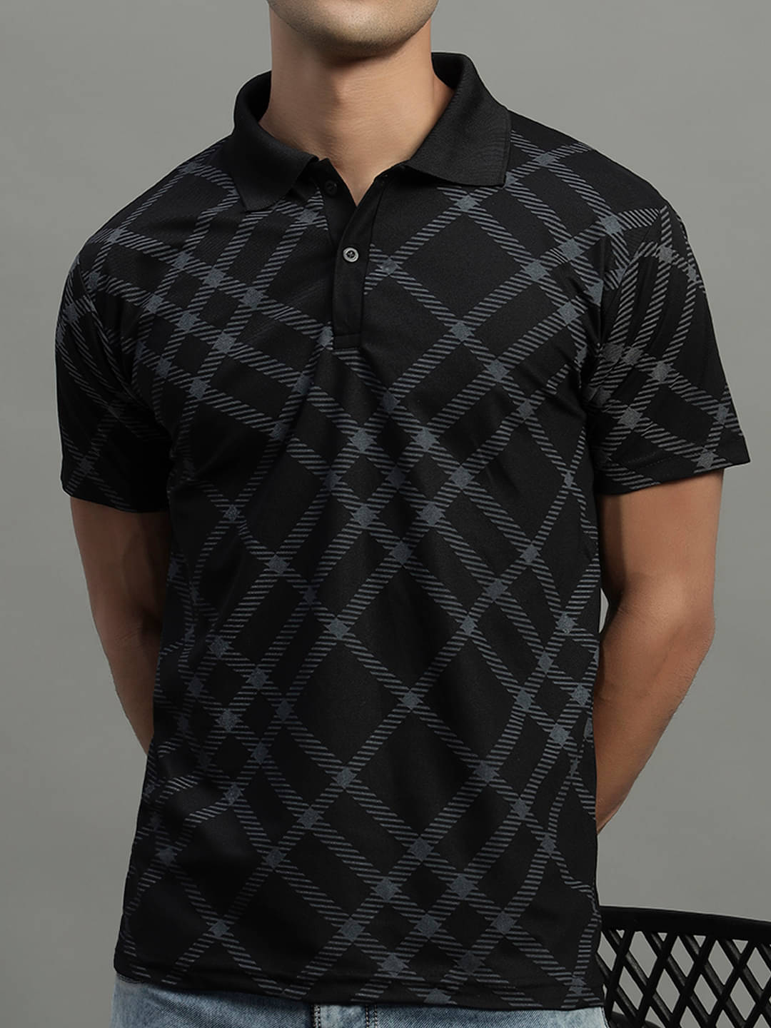 BLISS BOYS Men Polyester Regular Fit Printed Polo T Shirt ( Black ) BLISS BOYS Men Polyester Regular Fit Printed Polo T Shirt ( Black )