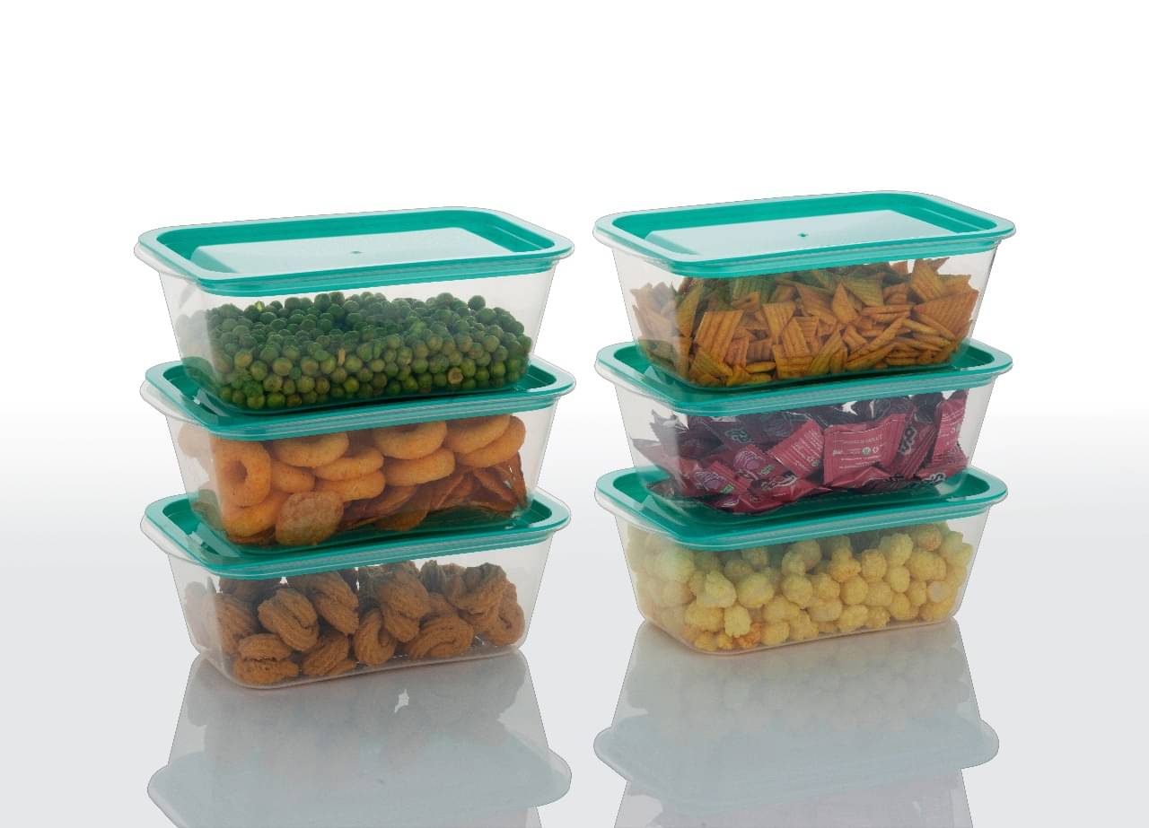 BRANZY Plastic Containers Plastic Light Blue Food Container ( Set of 6 )     			BRANZY Plastic Containers Plastic Light Blue Food Container ( Set of 6 )