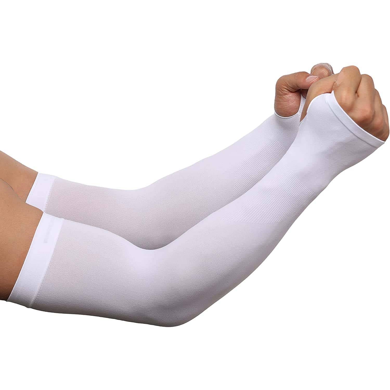    			Bizarro.in White Self Design Riding Sleeves ( Set of 2 )