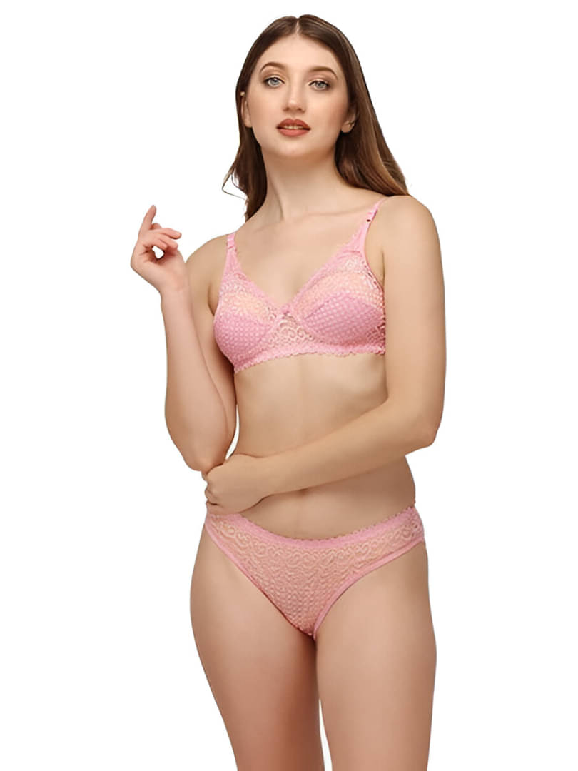COURTIT'S Cotton Non Padded Bra & Panty Set ( Pink , Pack of 1 )     			COURTIT'S Cotton Non Padded Bra & Panty Set ( Pink , Pack of 1 )