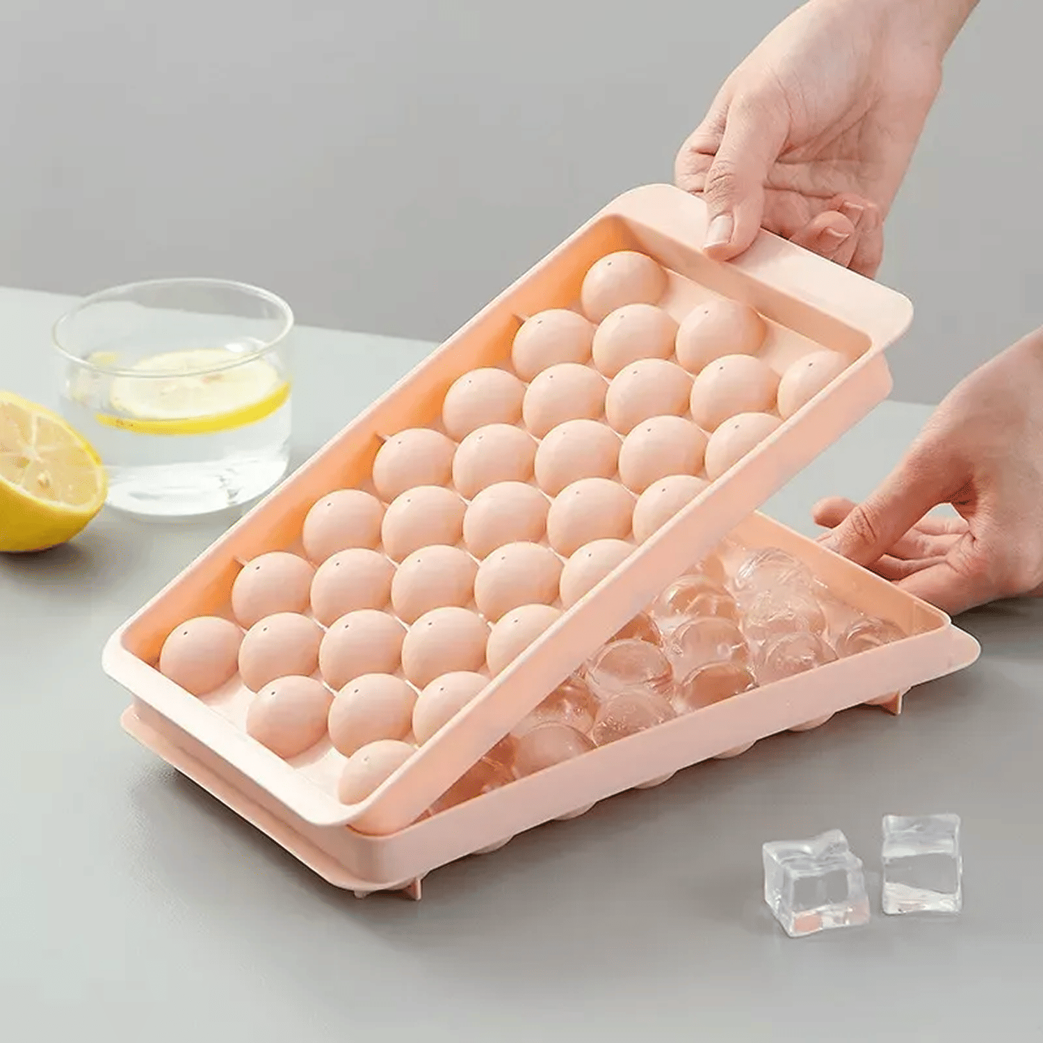     			Cavity Ice Trays for Freezer, Ice Cube Tray, Ice Cube Tray with lid, Round ice Cube Tray