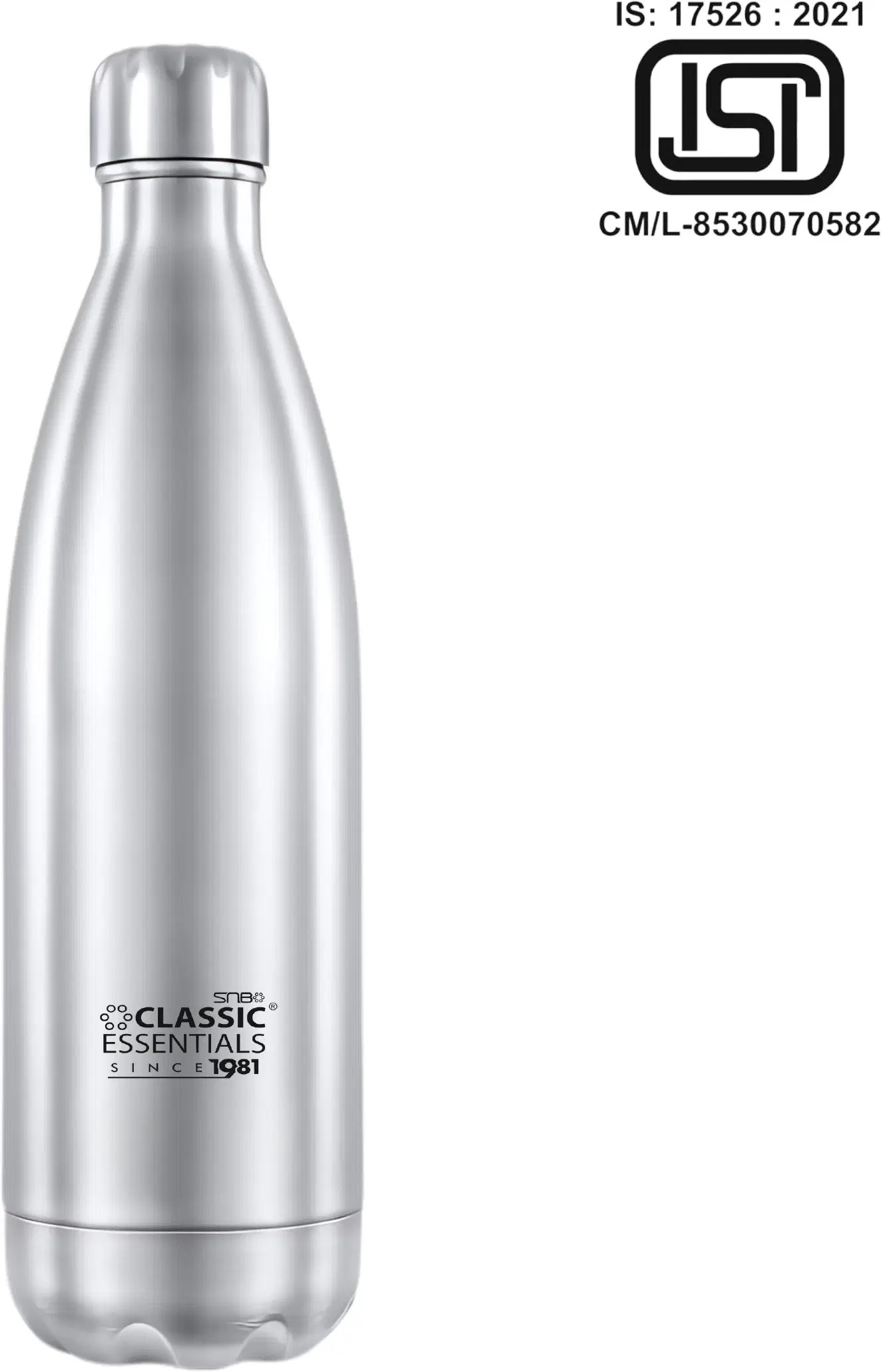 Classic Essenitals Silver Steel Flask ( 1000 ml )