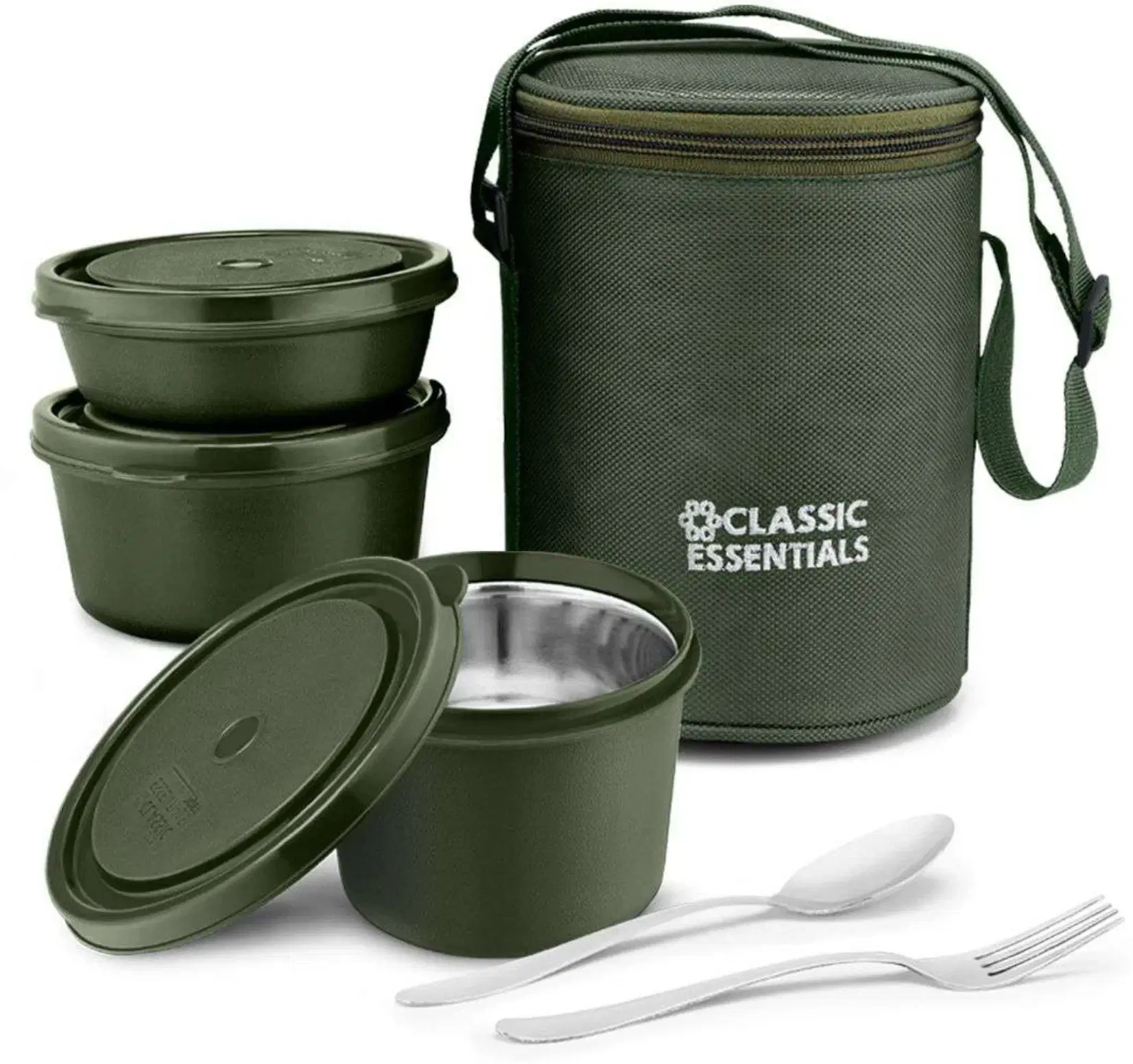 Classic Essenitals Stainless Steel Lunch Box 3 - Container ( Pack of 1 )