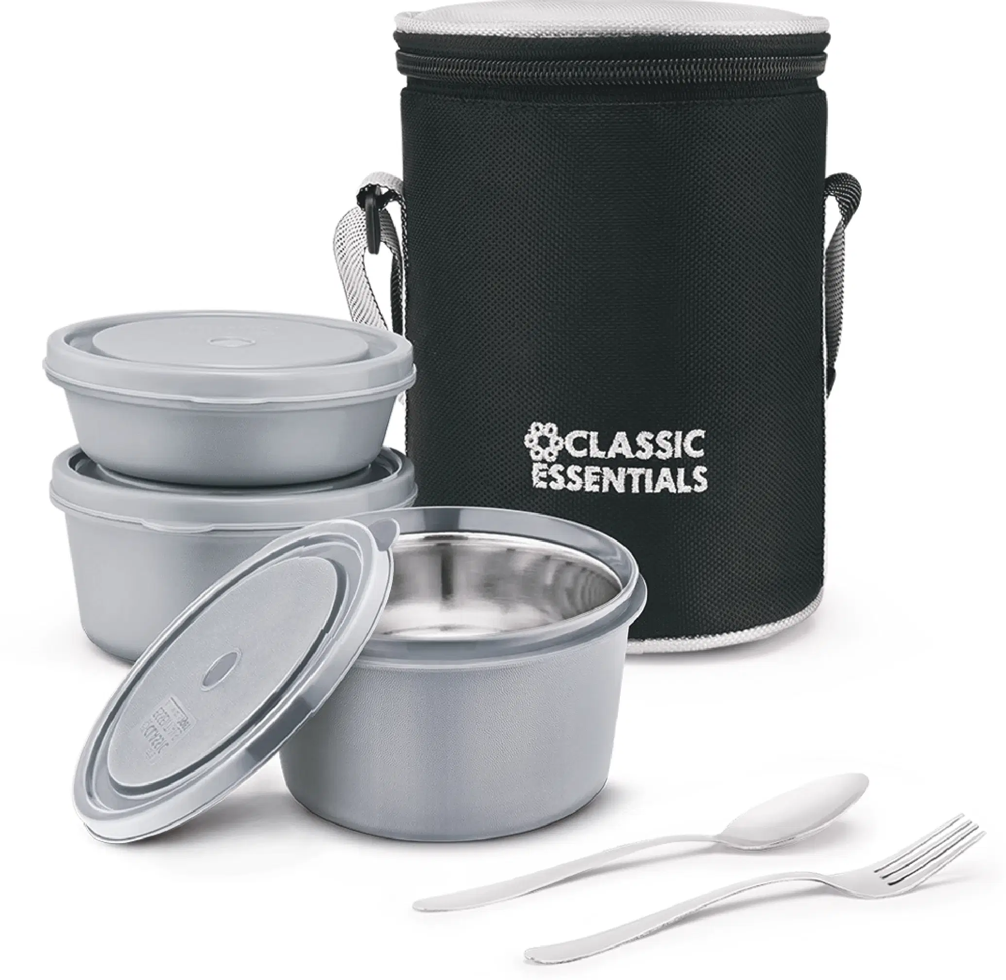 Classic Essenitals Stainless Steel Lunch Box 3 - Container ( Pack of 1 )