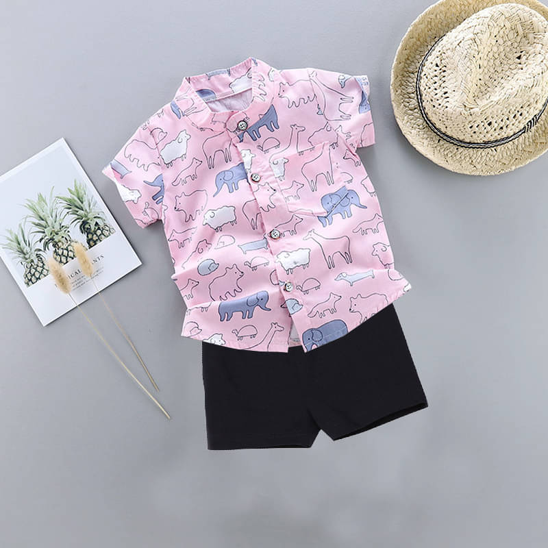     			DANGAR Pack of 1 Unisex Cotton Blend Shirt & Shorts Set ( Pink )