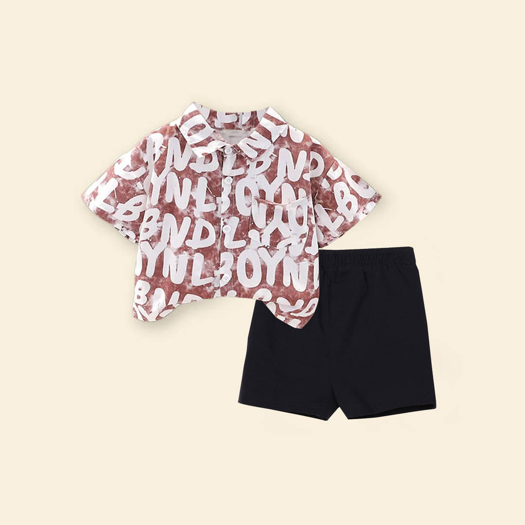     			DANGAR Pack of 1 Unisex Cotton Blend Shirt & Shorts Set ( Maroon )