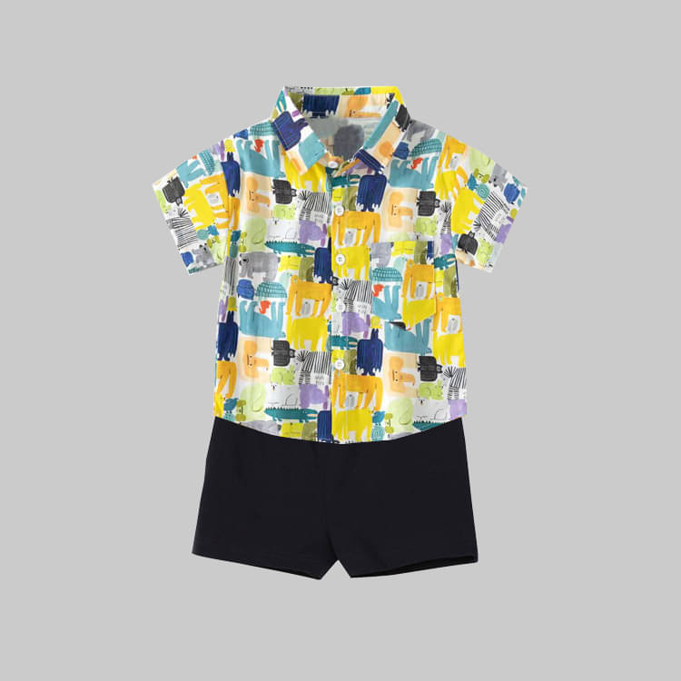     			DANGAR Pack of 1 Unisex Cotton Blend Shirt & Shorts Set ( Multicolor )