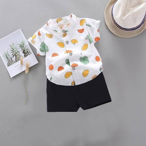 DANGAR Pack of 1 Unisex Cotton Blend Shirt & Shorts Set ( White )     			DANGAR Pack of 1 Unisex Cotton Blend Shirt & Shorts Set ( White )
