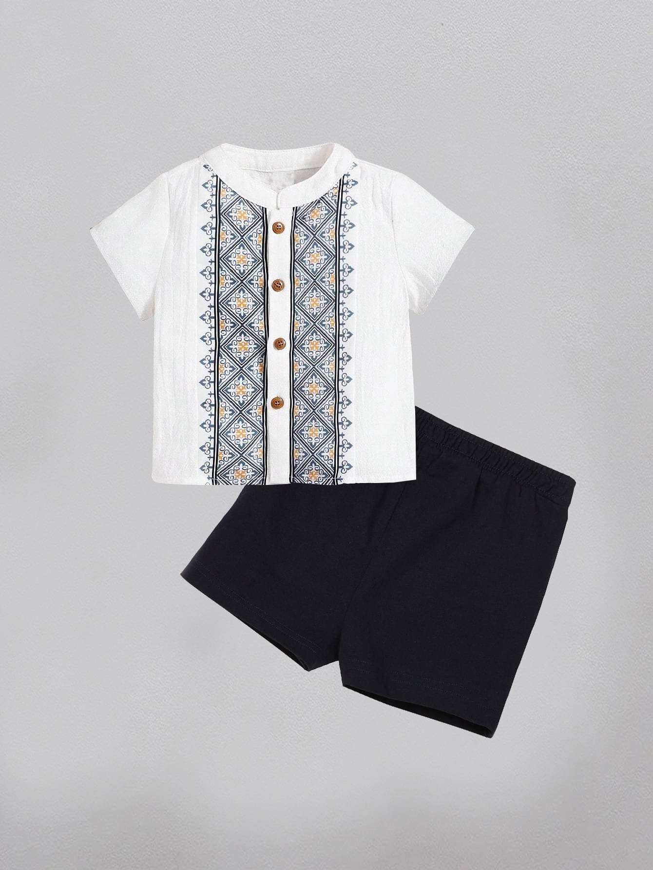     			DANGAR Pack of 1 Unisex Cotton Blend Shirt & Shorts Set ( White )