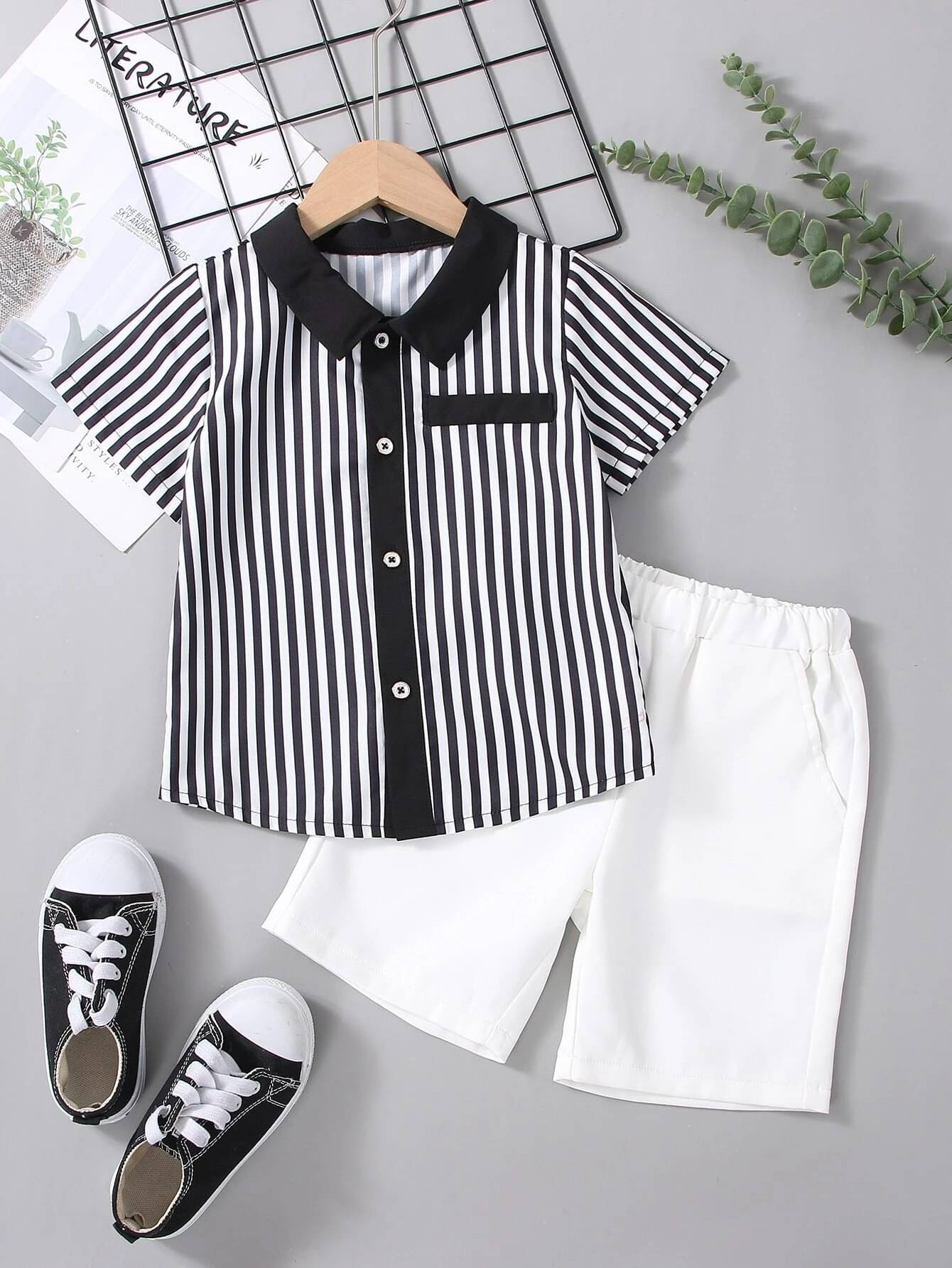     			DANGAR Pack of 1 Unisex Cotton Blend Shirt & Shorts Set ( Black )
