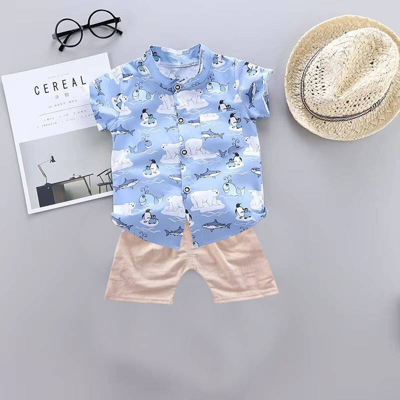 DANGAR Pack of 1 Unisex Cotton Blend Shirt & Shorts Set ( Light Blue ) DANGAR Pack of 1 Unisex Cotton Blend Shirt & Shorts Set ( Light Blue )