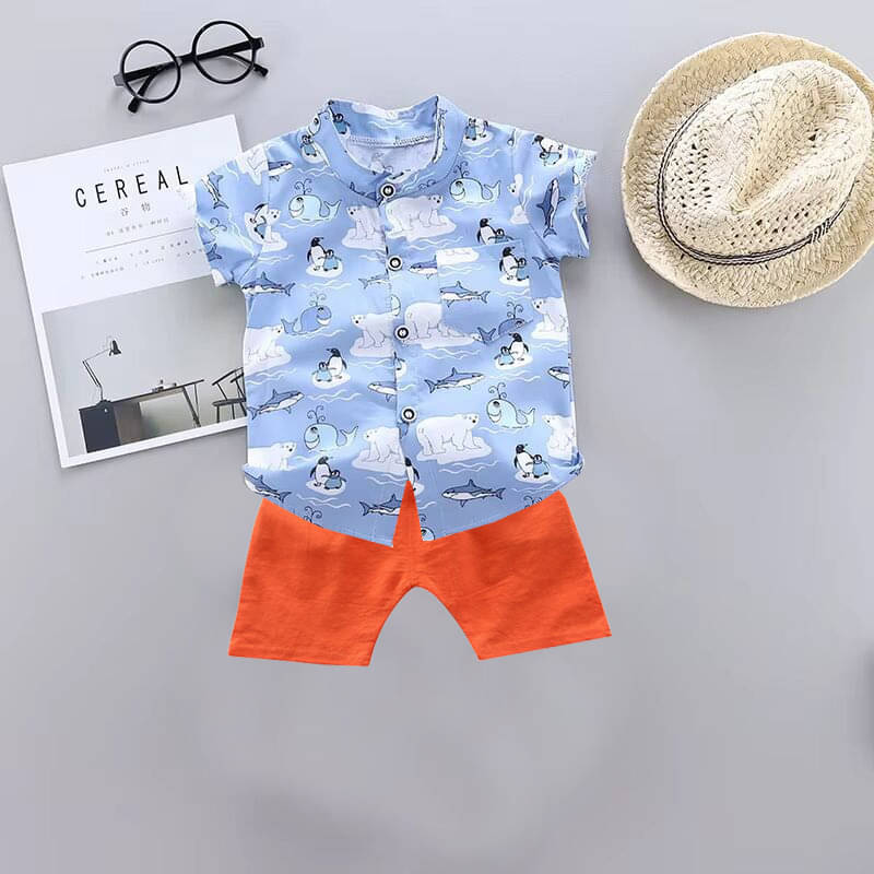 DANGAR Pack of 1 Unisex Cotton Blend Shirt & Shorts Set ( Light Blue ) DANGAR Pack of 1 Unisex Cotton Blend Shirt & Shorts Set ( Light Blue )