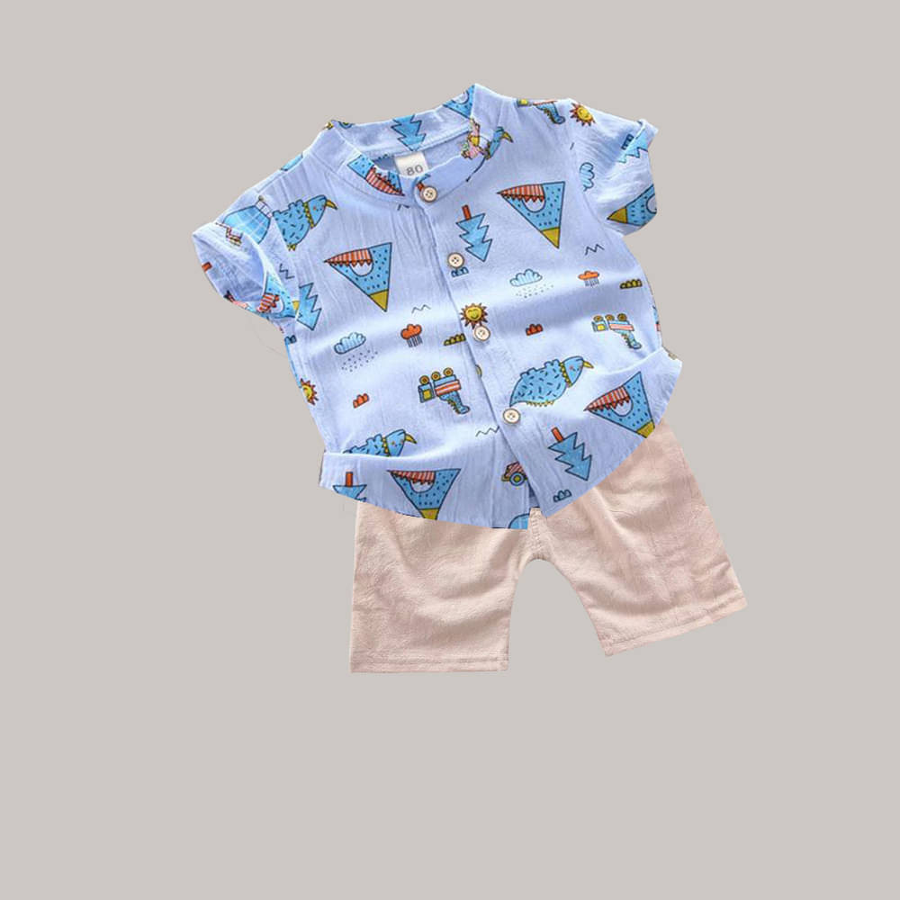     			DANGAR Pack of 1 Unisex Cotton Blend Shirt & Shorts Set ( Light Blue )