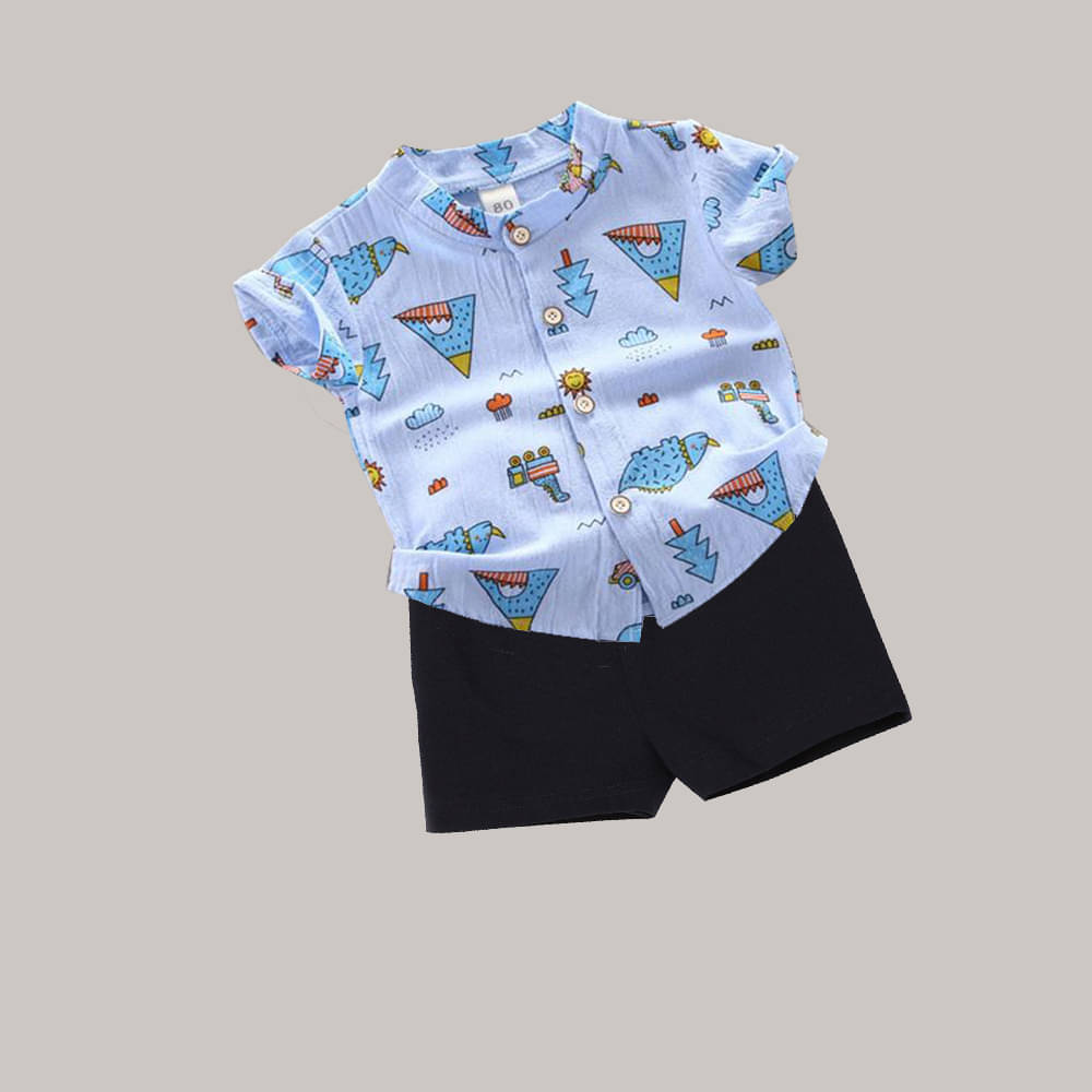     			DANGAR Pack of 1 Unisex Cotton Blend Shirt & Shorts Set ( Light Blue )