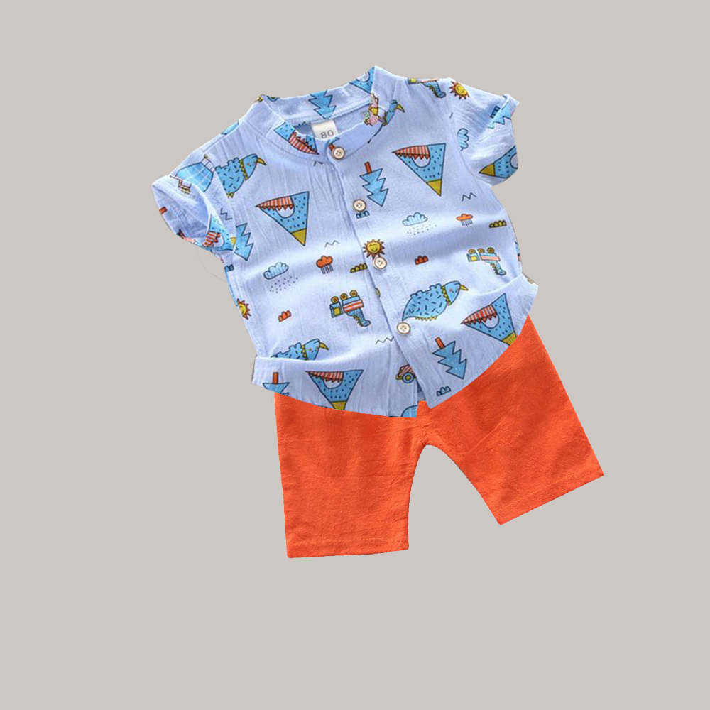 DANGAR Pack of 1 Unisex Cotton Blend Shirt & Shorts Set ( Light Blue ) DANGAR Pack of 1 Unisex Cotton Blend Shirt & Shorts Set ( Light Blue )