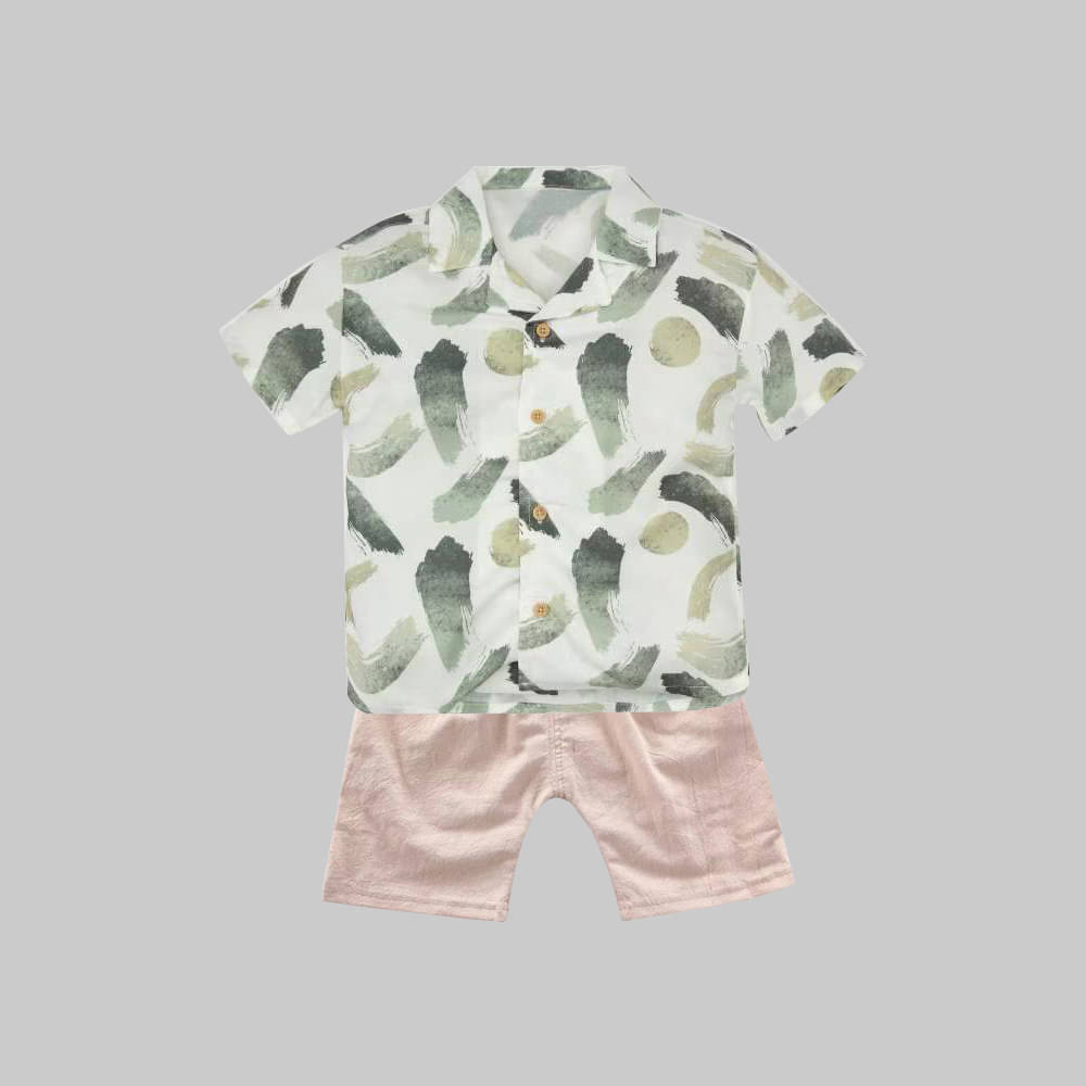     			DANGAR Pack of 1 Unisex Cotton Blend Shirt & Shorts Set ( White )