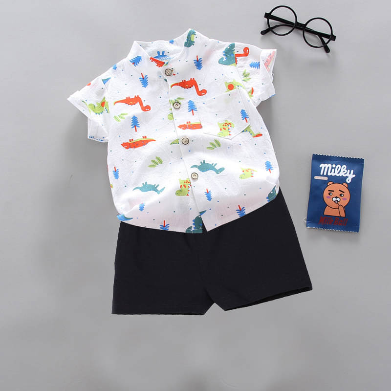     			DANGAR Pack of 1 Unisex Cotton Blend Shirt & Shorts Set ( White )