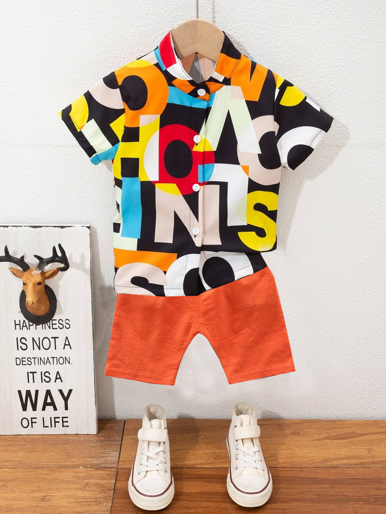     			DANGAR Pack of 1 Unisex Cotton Blend Shirt & Shorts Set ( Black )