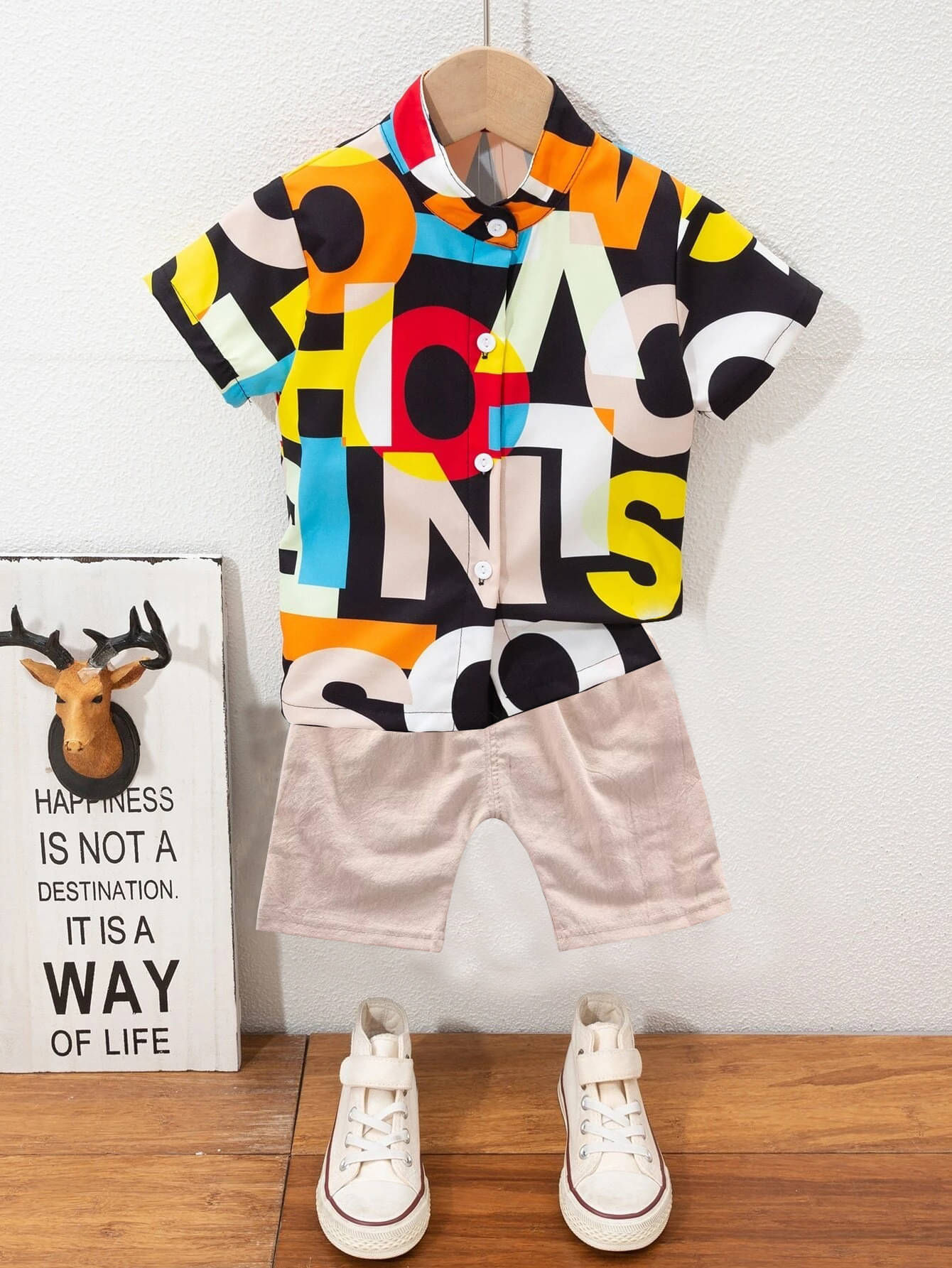    			DANGAR Pack of 1 Unisex Cotton Blend Shirt & Shorts Set ( Black )