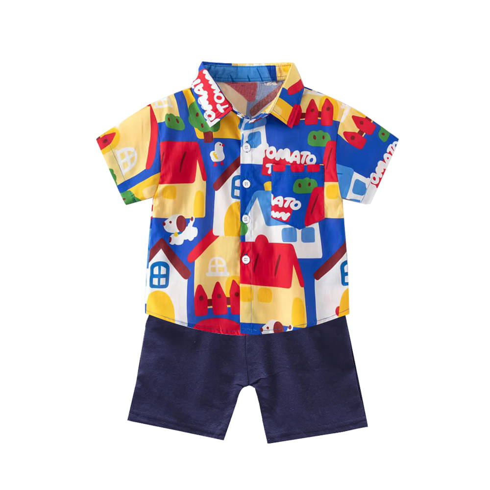     			DANGAR Pack of 1 Unisex Cotton Blend Shirt & Shorts Set ( Multicolor )