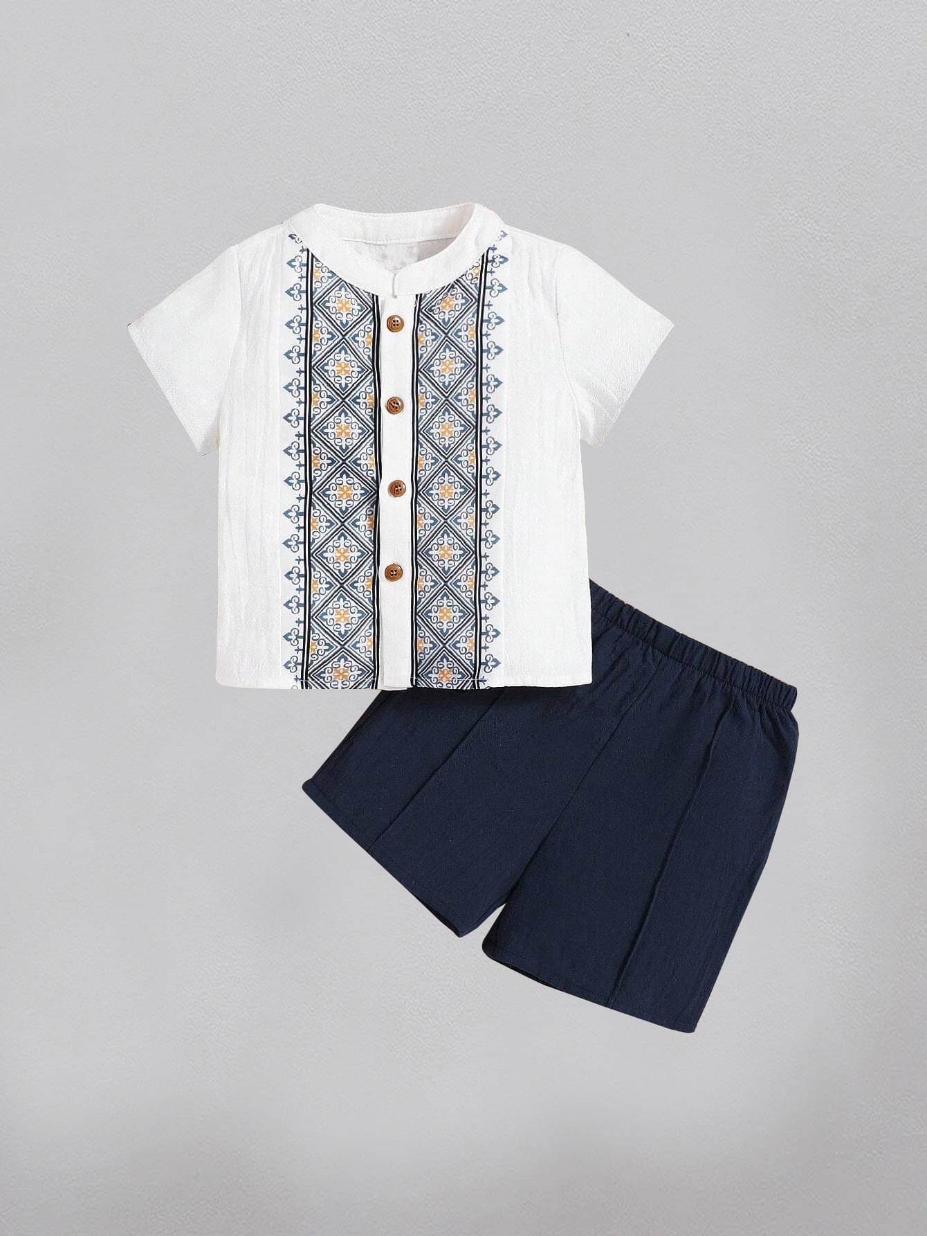     			DANGAR Pack of 1 Unisex Cotton Blend Shirt & Shorts Set ( White )