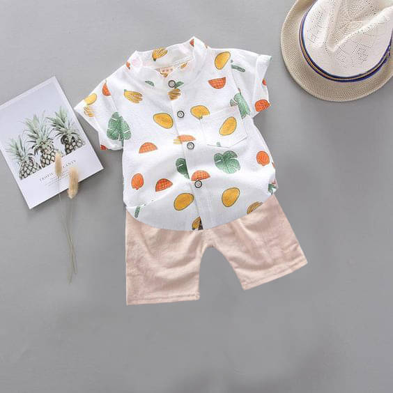     			DANGAR Pack of 1 Unisex Cotton Blend Shirt & Shorts Set ( White )