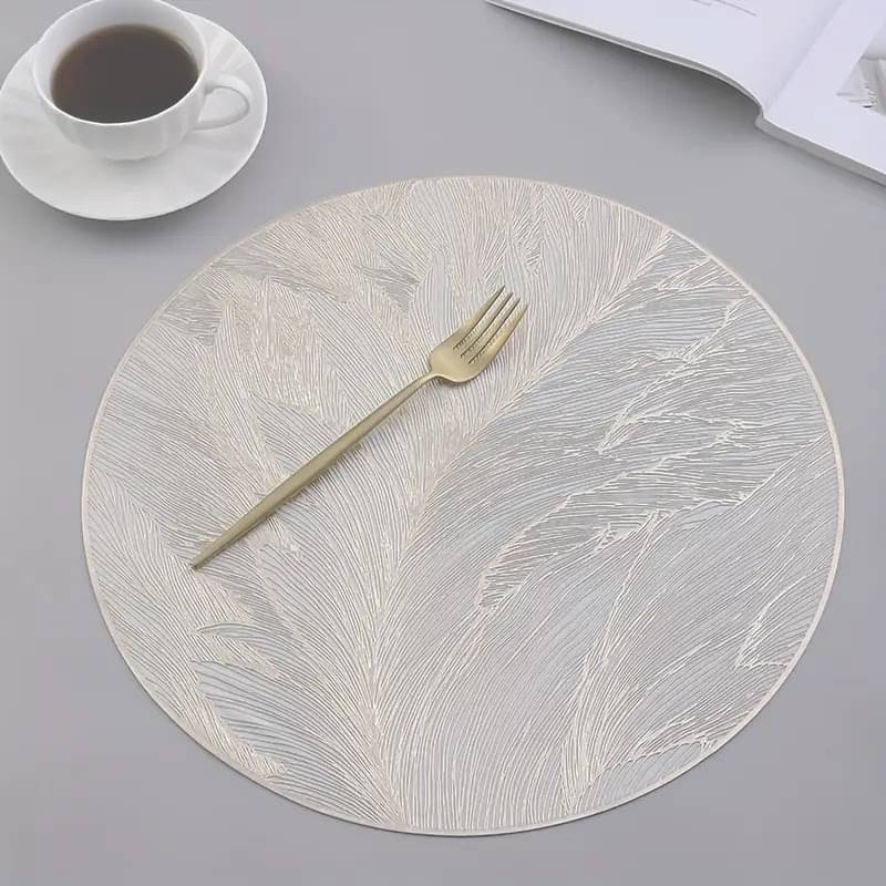     			Dakshya Industries PVC Abstract Round Table Mats ( 38 cm x 38 cm ) Pack of 1 - Gold