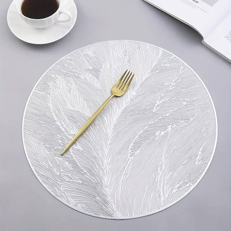     			Dakshya Industries PVC Abstract Round Table Mats ( 38 cm x 38 cm ) Pack of 1 - Silver