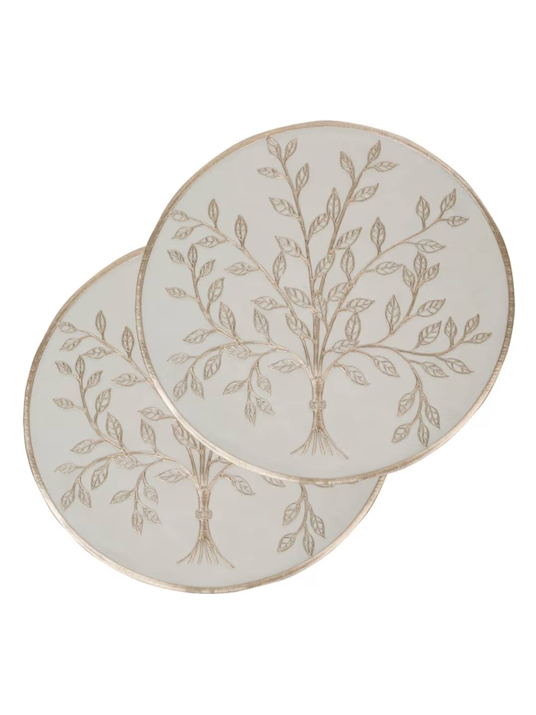 Dakshya Industries PVC Floral Round Table Mats ( 39 cm x 39 cm ) Pack of 2 - Gold Dakshya Industries PVC Floral Round Table Mats ( 39 cm x 39 cm ) Pack of 2 - Gold