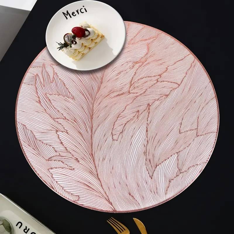     			Dakshya Industries PVC Floral Round Table Mats ( 38 cm x 38 cm ) Pack of 1 - Copper