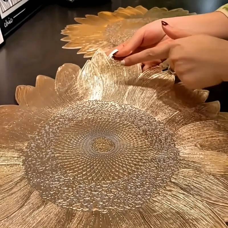     			Dakshya Industries PVC Floral Round Table Mats ( 39 cm x 39 cm ) Pack of 1 - Gold