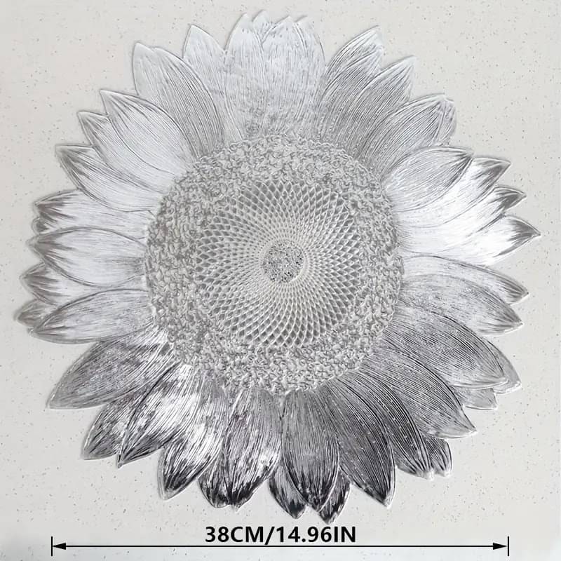     			Dakshya Industries PVC Floral Round Table Mats ( 39 cm x 39 cm ) Pack of 1 - Silver