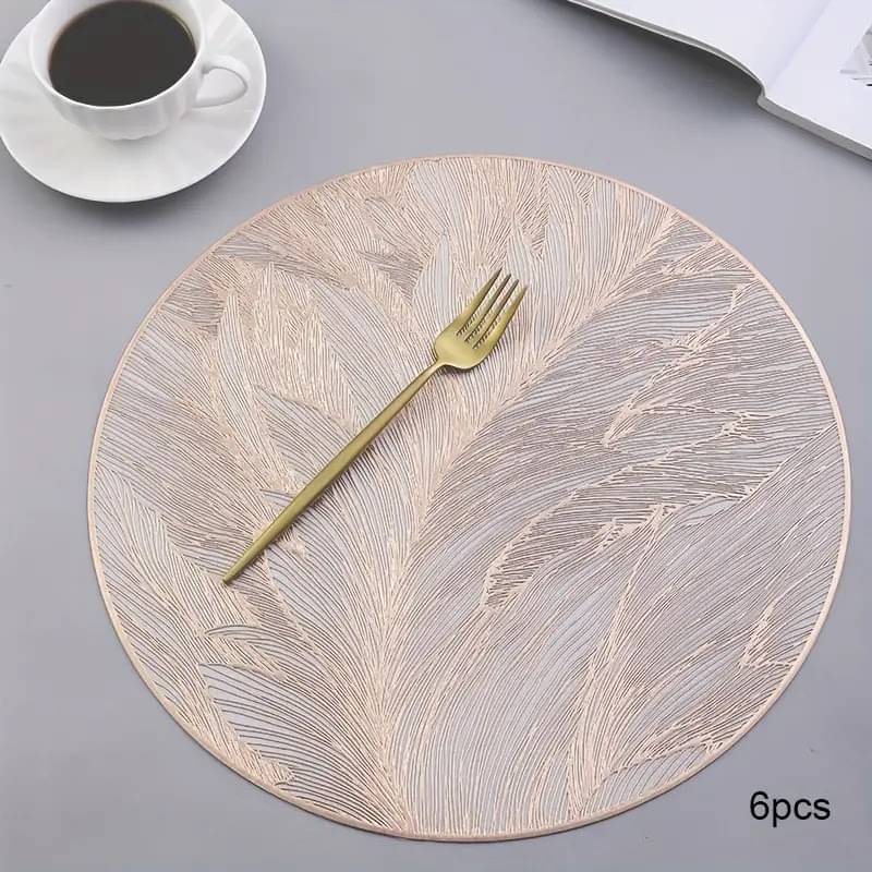 Dakshya Industries PVC Floral Round Table Mats ( 38 cm x 38 cm ) Pack of 6 - Copper Dakshya Industries PVC Floral Round Table Mats ( 38 cm x 38 cm ) Pack of 6 - Copper