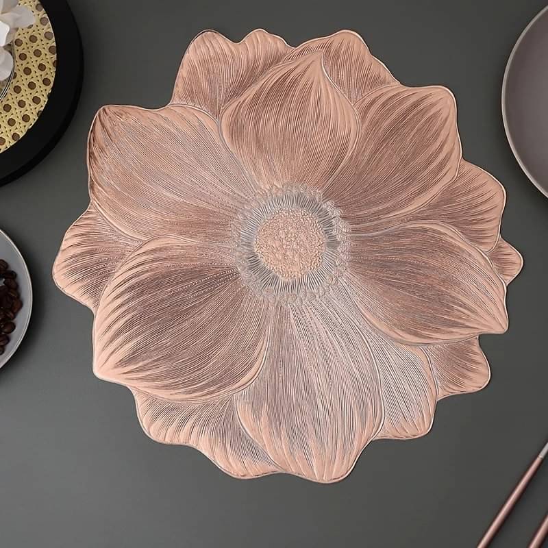    			Dakshya Industries PVC Floral Round Table Mats ( 38 cm x 38 cm ) Pack of 2 - Copper