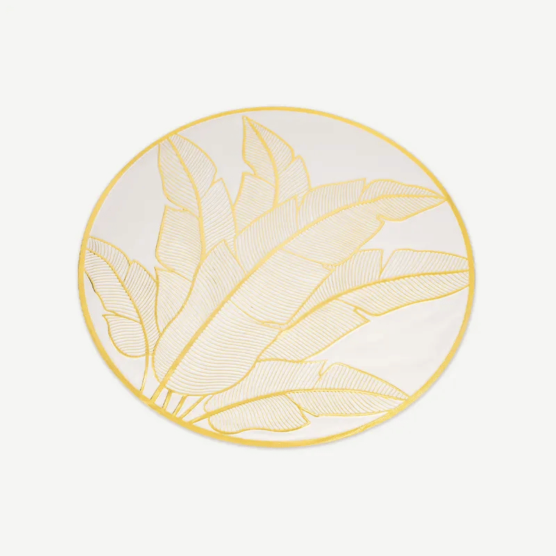 Dakshya Industries PVC Floral Round Table Mats ( 38 cm x 38 cm ) Pack of 4 - Gold     			Dakshya Industries PVC Floral Round Table Mats ( 38 cm x 38 cm ) Pack of 4 - Gold